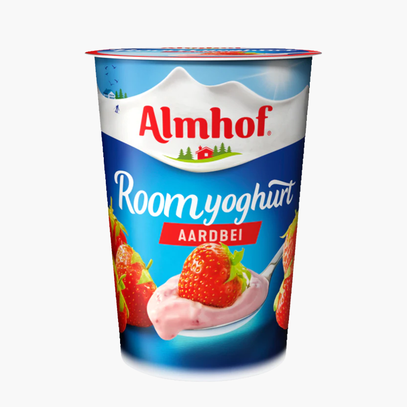 Almhof Roomyoghurt aardbei 500g