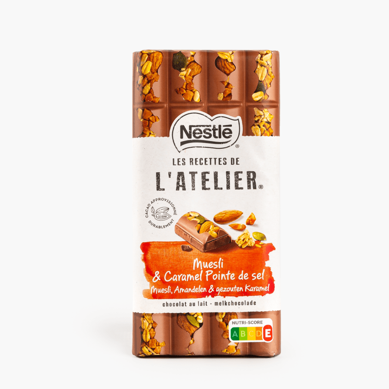 Nestlé - Chocolat au lait muesli et caramel pointe de sel (170g)