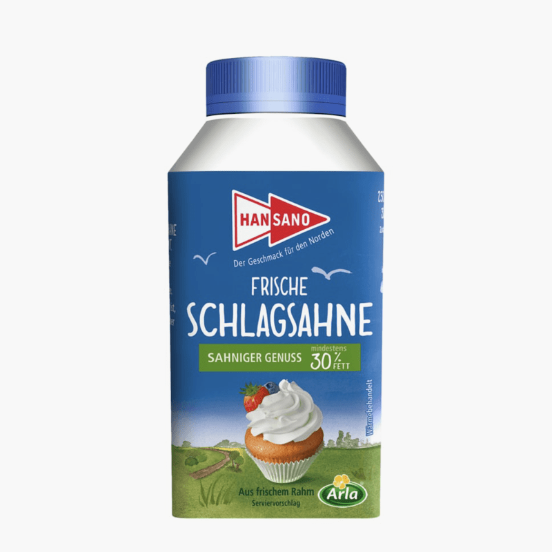 Hansano Frische Schlagsahne 30% Fett. 250g