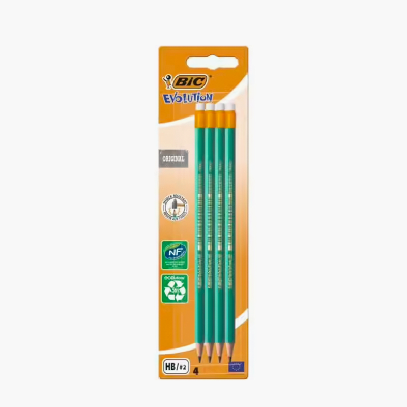 Bic - Crayon graphite evolution 655 embout gomme (x4)