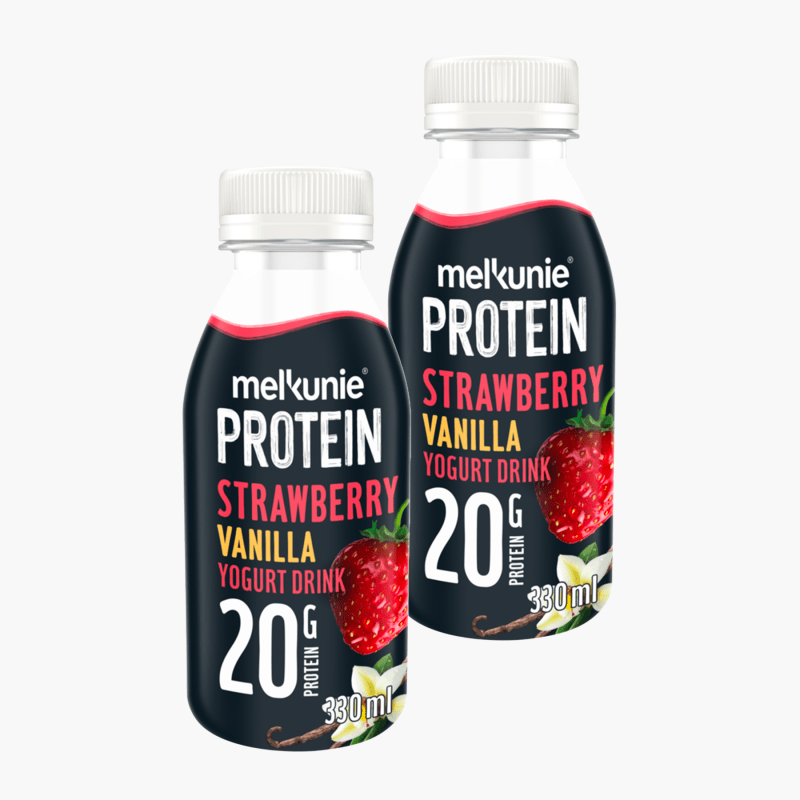 Melkunie Protein aardbei & vanille yoghurt drink 330ml 2x