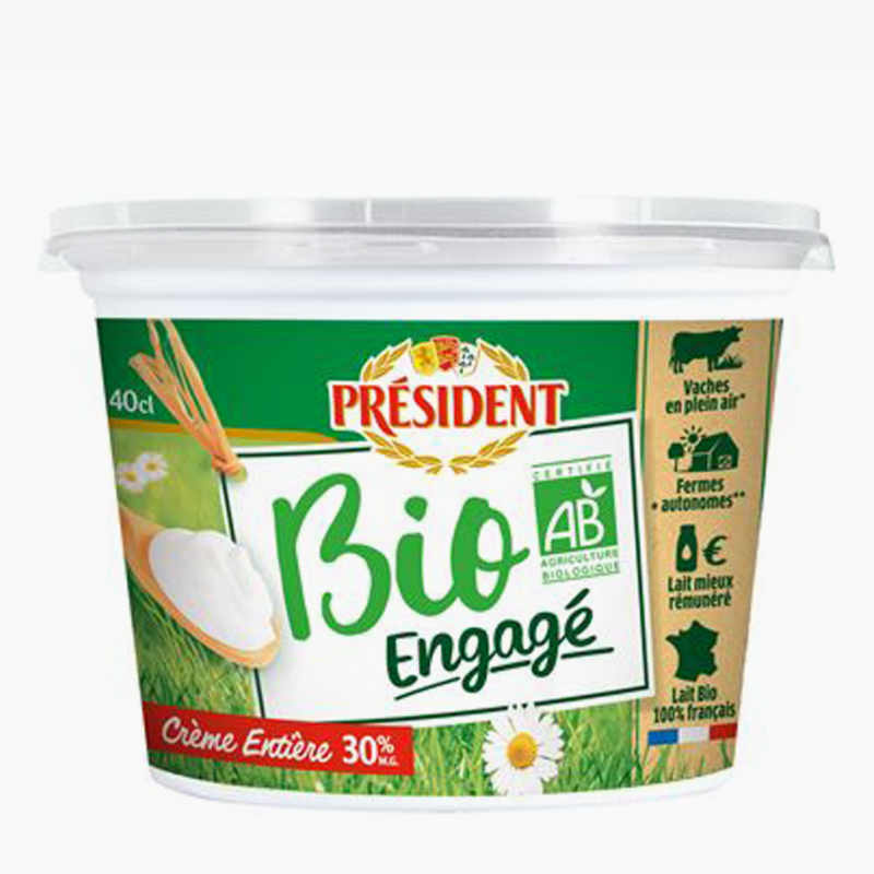 Président - Crème fraîche épaisse Bio 30% MG (400g)