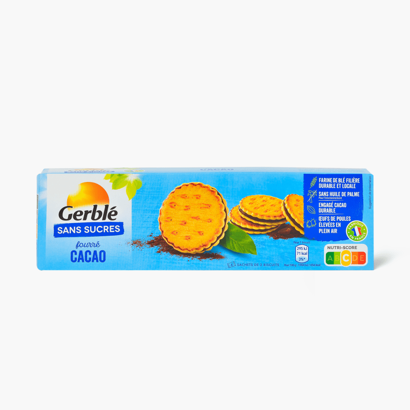 Gerblé - Galettes fourrées cacao, sans sucres ajoutés (185g)