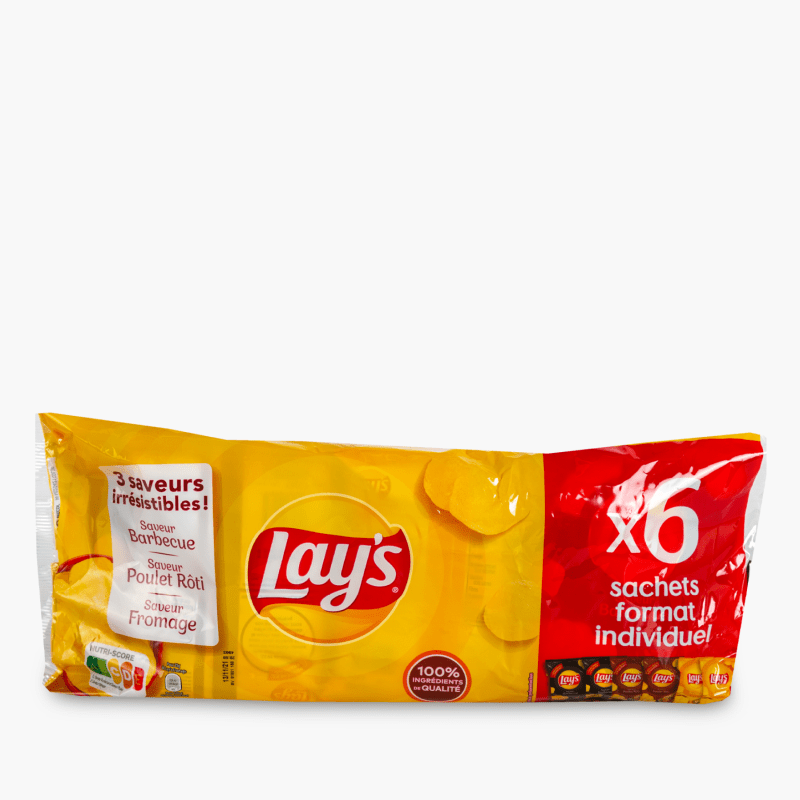 Lay's - Chips 3 saveurs barbecue, poulet rôti, fromage (x6)