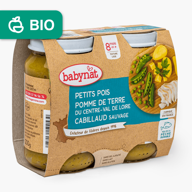 Dès 8 mois - Babybio Petit Pot Petit Pois Pomme de Terre Cabillaud (2x200g)