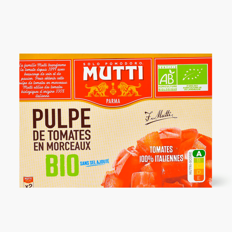 Mutti - Pulpe de tomates Bio en morceaux x2 (400g)