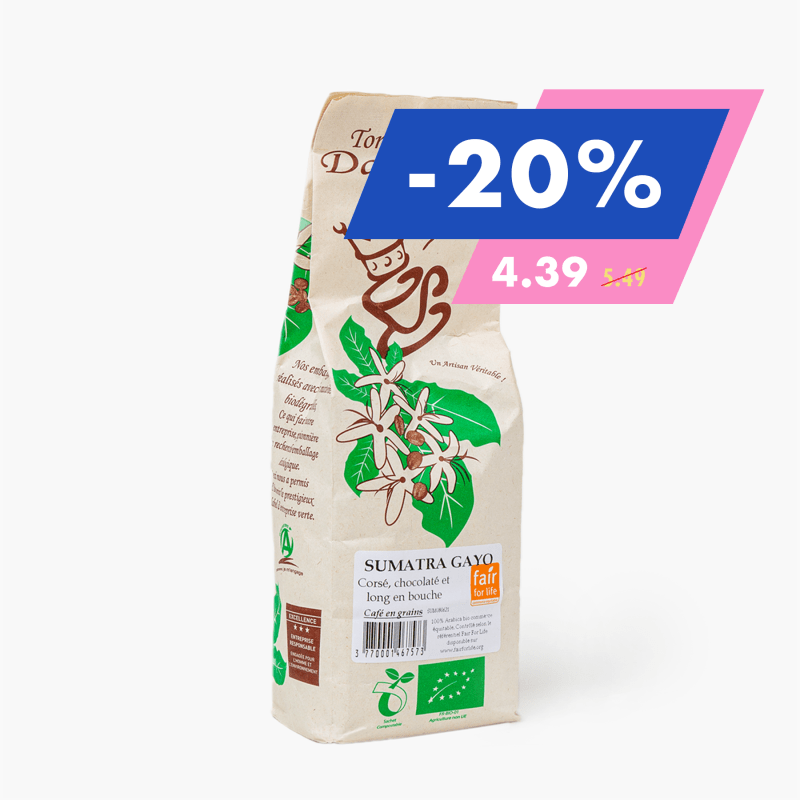 Les Cafés Dagobert - Sumatra 100% arabica. Bio et équitable - Grains (250g)