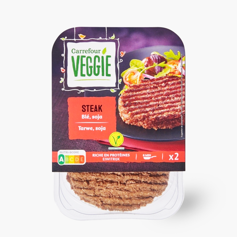 Carrefour Veggie - Steaks végétaux blé soja (2x90g)