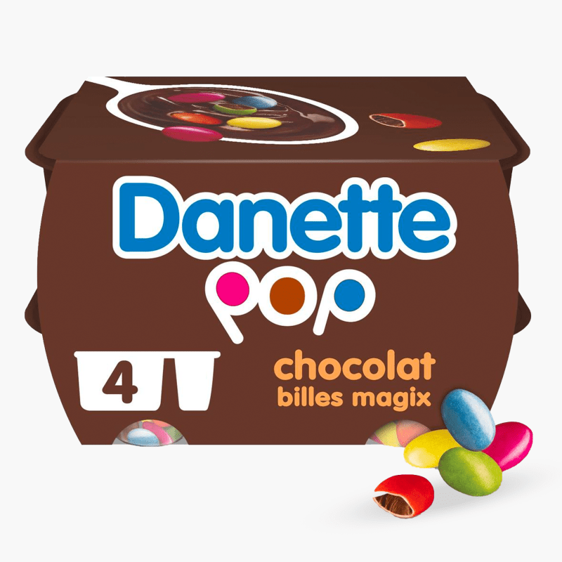 Danette Pop - Crème dessert chocolat avec billes chocolat (4x120g)