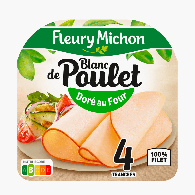 Blanc de poulet doré au four - 4 tranches - Fleury Michon (160g)