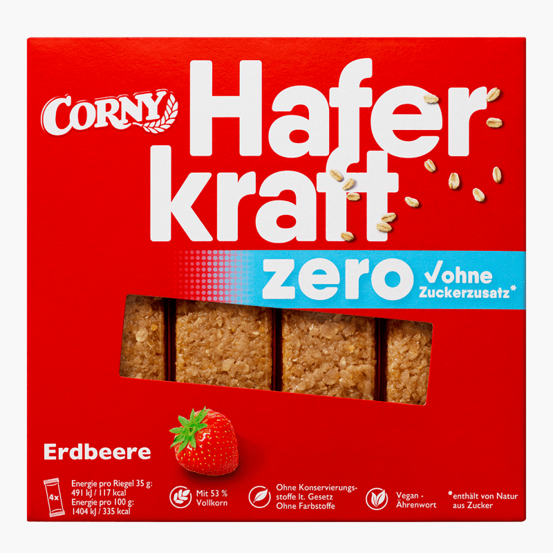 Corny Haferkraft Zero Erdbeere 140g (4x35g)