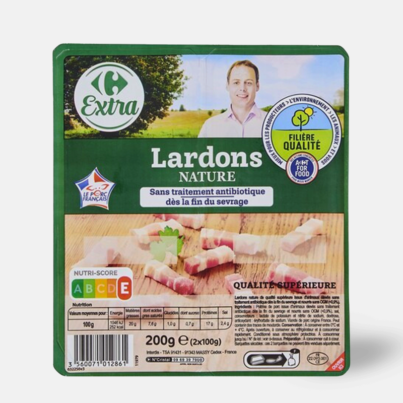 Lardons natures - Carrefour (200g)