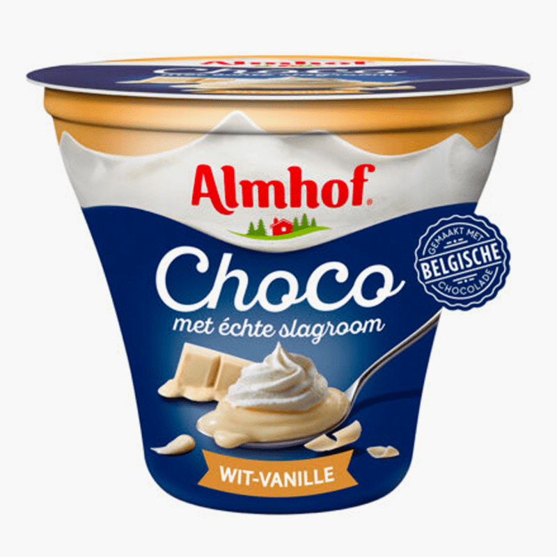 Almhof Choco met echte slagroom wit-vanille 180g