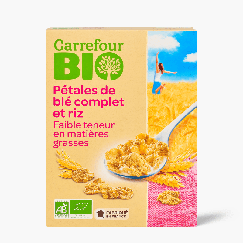 Carrefour Bio - Pétales de blé complet & riz (300g)