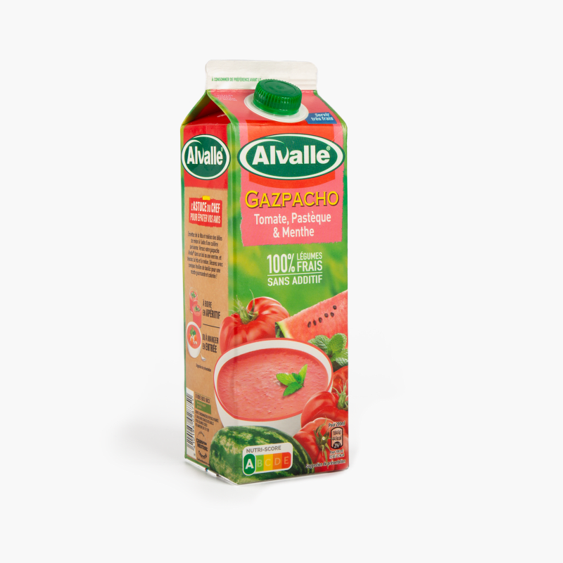 Alvalle - Soupe froide Gazpacho à la tomate, pastèque et menthe (1l)