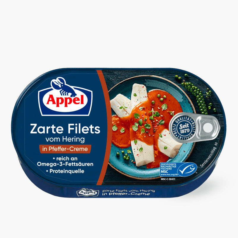 Appel Heringfilets in Pfeffer Creme mit Pfefferkörnern 200g