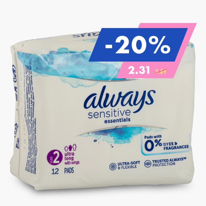 Always - Serviettes 0% essentials long plus (x12)