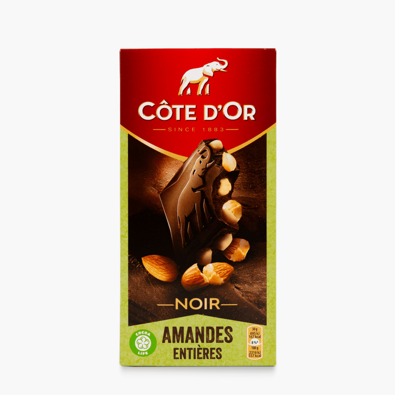 Côte d'Or - Tablette de chocolat noir aux amandes (180g)