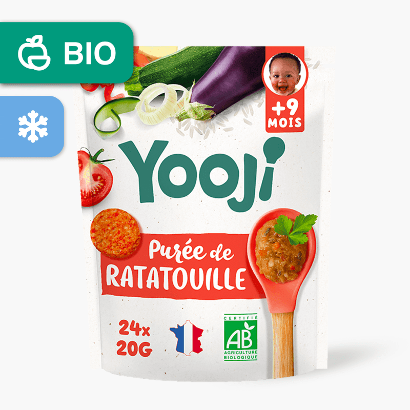 Dès 9 mois - Yooji Purée de Ratatouille surgelée en petits morceaux fondants Bio (480g)