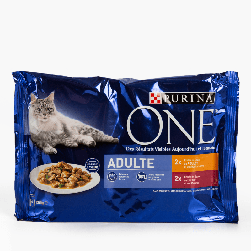 Pâtées One - pour chat au poulet & bœuf (4x85g)