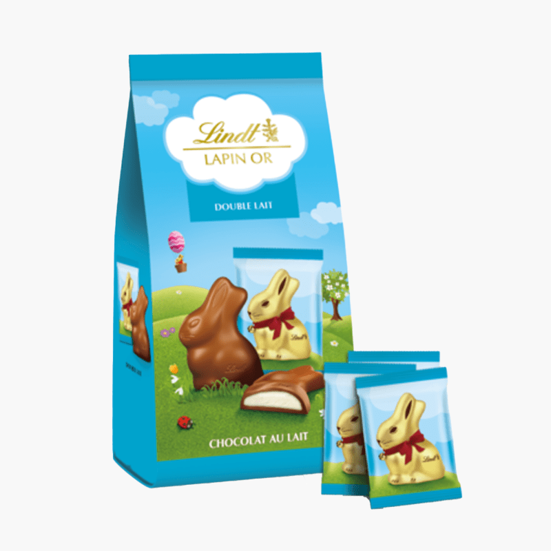 Lindt - Petits lapins de Pâques fourrés chocolat au lait (130g)