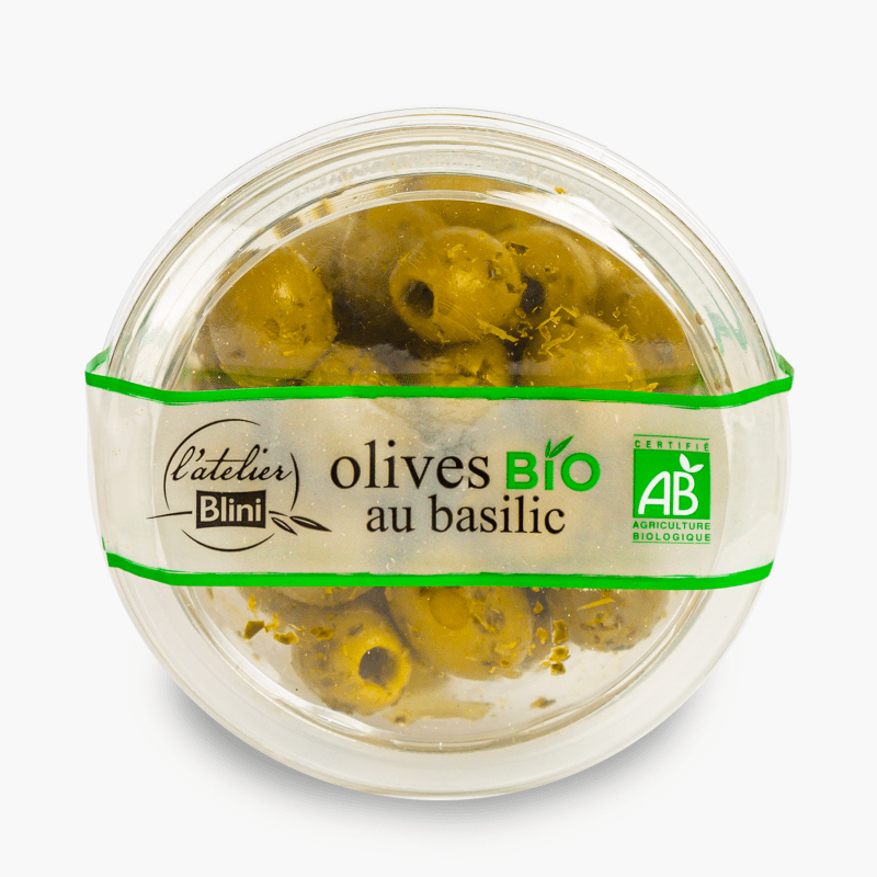 L'Atelier Blini - Olives au basilic Bio (150g)