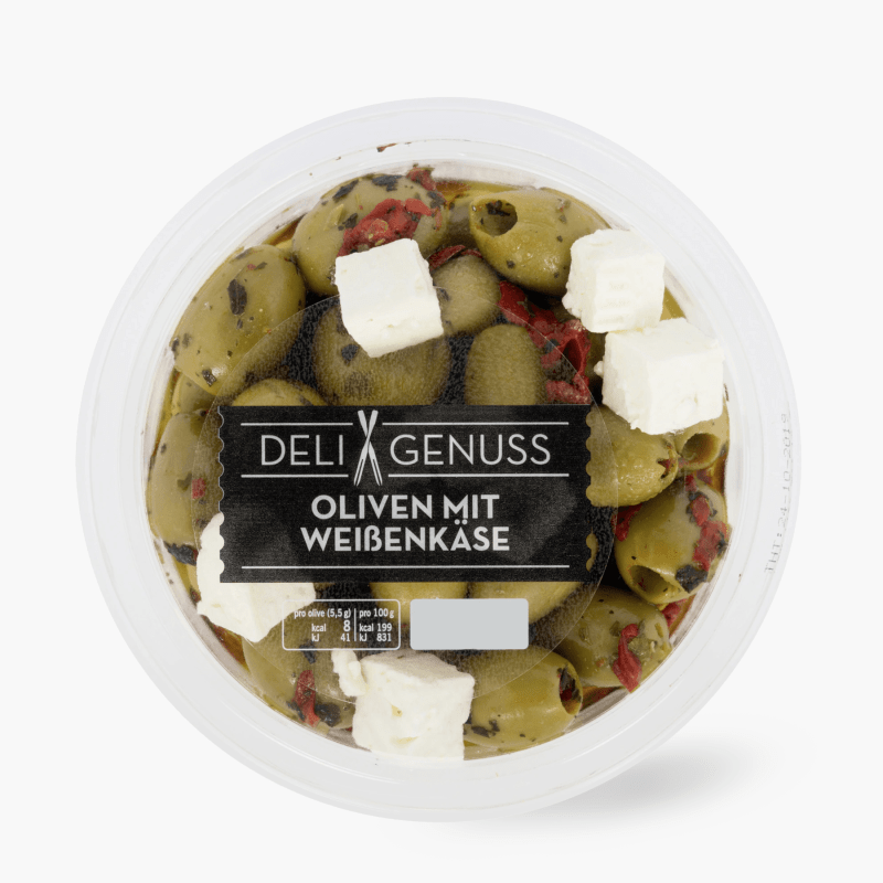 Deli Genuss Oliven mit Weißem Käse 165g