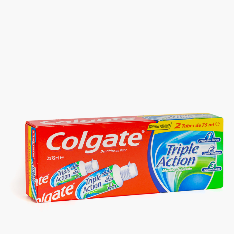 Colgate - 2 Dentifrices triple action menthe (2*75ml)