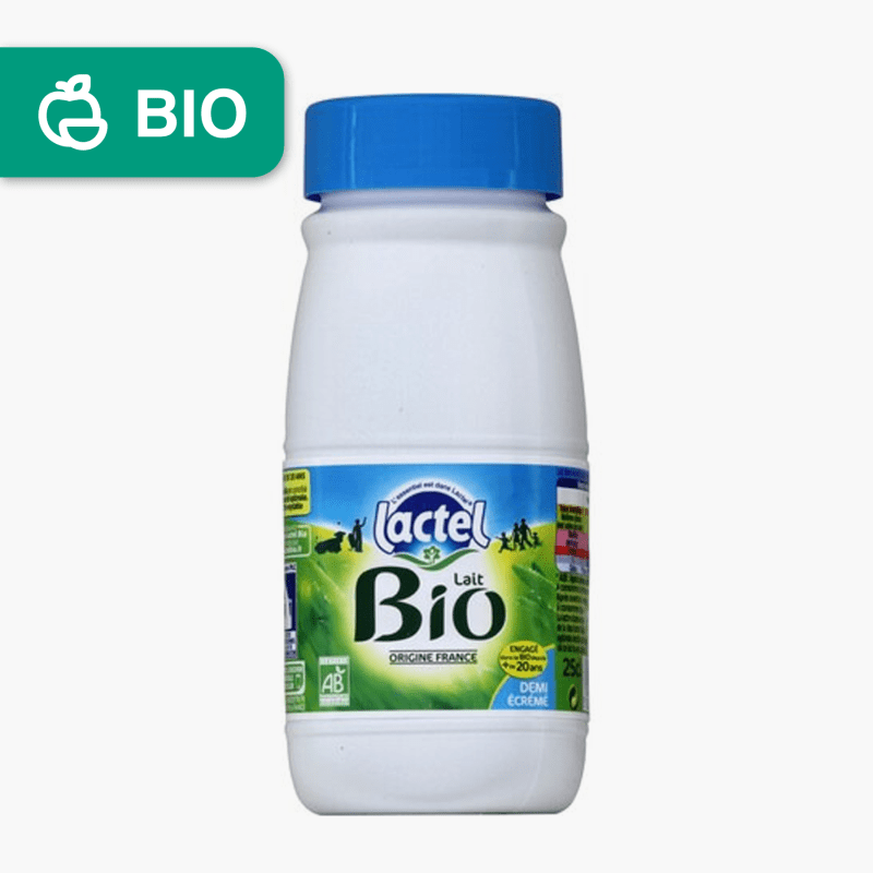 Lait demi-écrémé bio - Lactel (25cl)