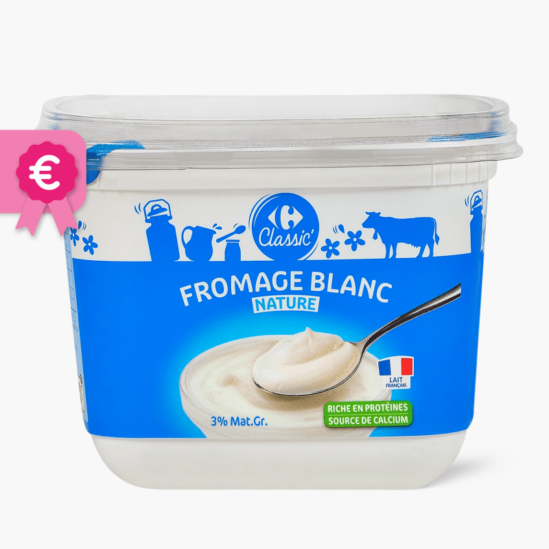 Carrefour - Fromage blanc nature 3% mg (1kg)