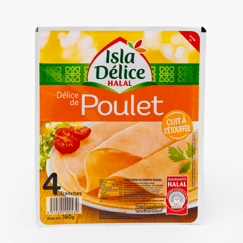 Délice de poulet Halal - 4 tranches - Isla Délice (160g)