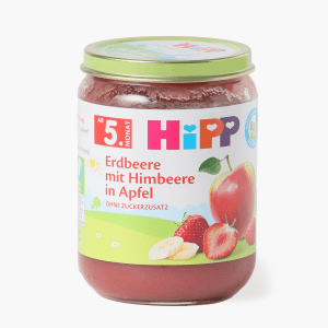 Hipp Bio Glas Erdbeere mit Himbeere in Apfel 190g