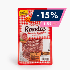 Rosette sans peau - 10 tranches - Cochonou (93g) Rosette sans peau - 10 tranches - Cochonou (93g)