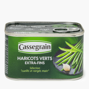Cassegrain - Haricots verts extra-fins poids net égoutté (220g) Cassegrain - Haricots verts extra-fins poids net égoutté (220g)