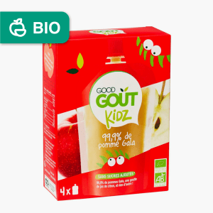 Good Gout Kidz - Purée de pomme Gala Bio sans sucre ajouté (4x90g) Good Gout Kidz - Purée de pomme Gala Bio sans sucre ajouté (4x90g)