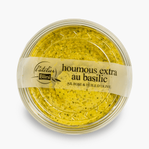 L'Atelier Blini - Houmous au basilic, ail rose et huile d'olive (175g) L'Atelier Blini - Houmous au basilic, ail rose et huile d'olive (175g)