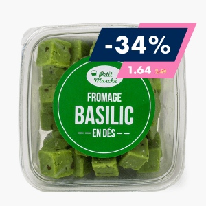 Petit Marché - Dés de fromage au basilic (120g) Petit Marché - Dés de fromage au basilic (120g)