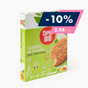 Céréal Bio - Galettes de céréales orge, chèvre et miel (2x100g) Céréal Bio - Galettes de céréales orge, chèvre et miel (2x100g)
