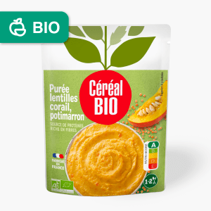 Céréal Bio - Purée de lentilles corail & potimarron (250g) Céréal Bio - Purée de lentilles corail & potimarron (250g)