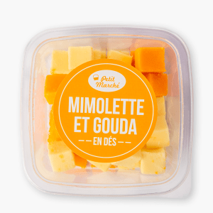 Petit marché - Dés de fromage mimolette et gouda (120g) Petit marché - Dés de fromage mimolette et gouda (120g)