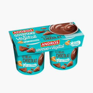 Andros - Dessert végétal au chocolat et lait d'amande (2x120g) Andros - Dessert végétal au chocolat et lait d'amande (2x120g)