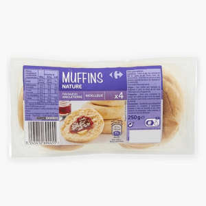 Carrefour - Muffins nature x4 (250g) Carrefour - Muffins nature x4 (250g)