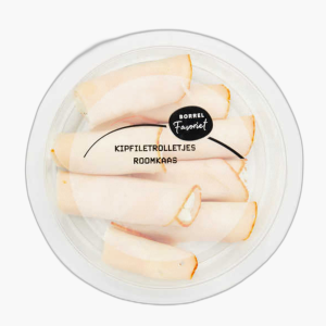 Kipfiletrolletjes met kruidenroomkaas 80g.