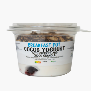 Kokos yoghurt met kersen en choco granola 220g