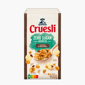 Quaker Cruesli Zero Sugar Chocolade & Banaan Ontbijtgranen 400g