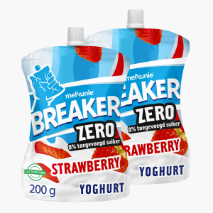 Melkunie Breaker yoghurt aardbei zonder toegevoegde suikers 200g 2x