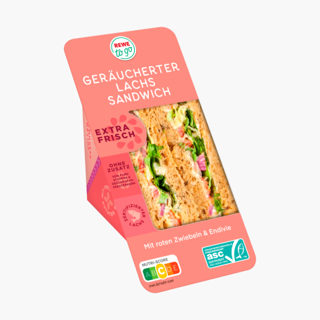 Rewe To Go Sandwich Geräucherter Lachs 150g bei Flink online bestellen!
