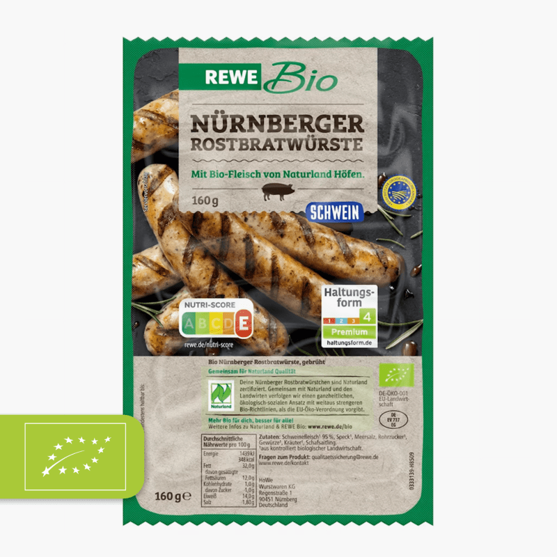 Rewe Bio Original Nürnberger Rostbratwürstchen 160g