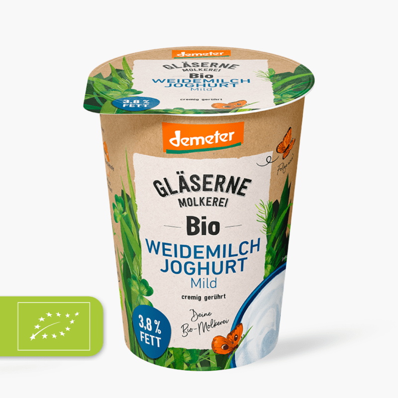 Gläserne Molkerei Bio Joghurt mild 3,8% Fett. 500g