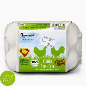 Hähnlein Bio Eier Kl. M 6 Stück (mit Bruderhahn Aufzucht)
